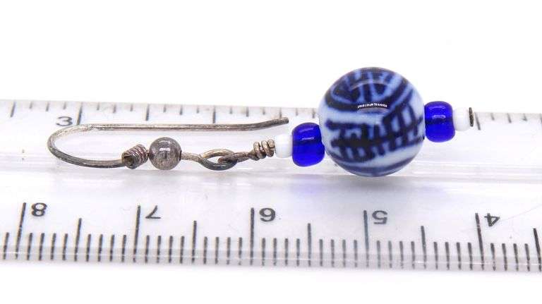 925 Sterling Silver Glass Dangle Earrings