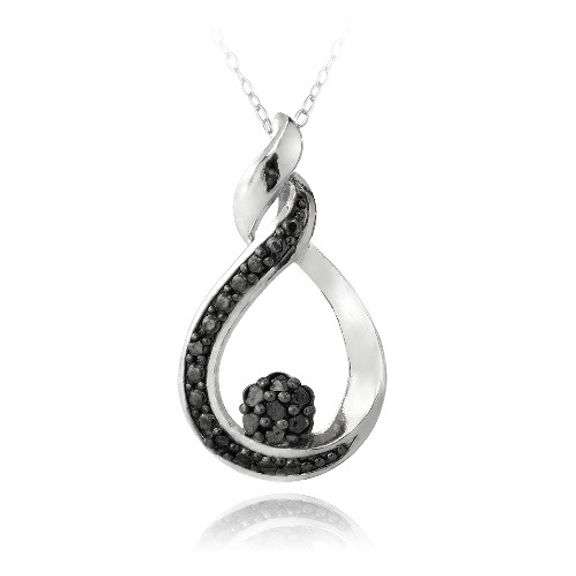Sterling Silver Black Diamond Necklace