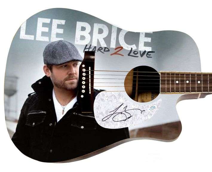 Lee Brice Autographed Hard 2 Love Album LP Cd Graphics 1/1 Acoustic Guitar ACOA