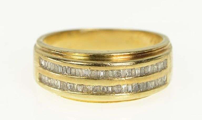 14K Yellow Gold 1.00 Ctw Diamond Tiered Mens' Wedding Band Ring