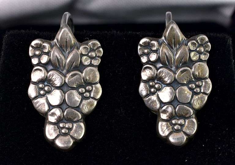 Flower Clip On Earrings In Sterling Silver