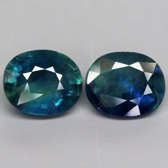 Unheated! 1.57ct top blue green Sapphire pair