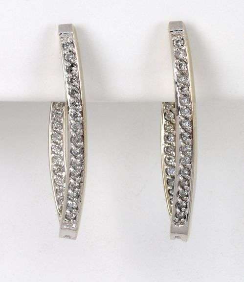 White Gold In and Out Diamond Earrings