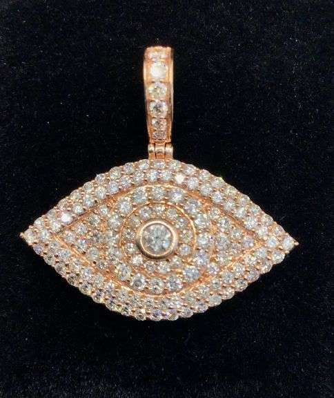 EVIL EYE 14K ROSE GOLD DIAMOND PENDANT