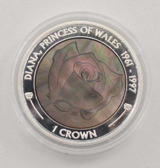 2017 Ascension Islands 1 Crown Princess Diana Silver MOPearl Box/COA