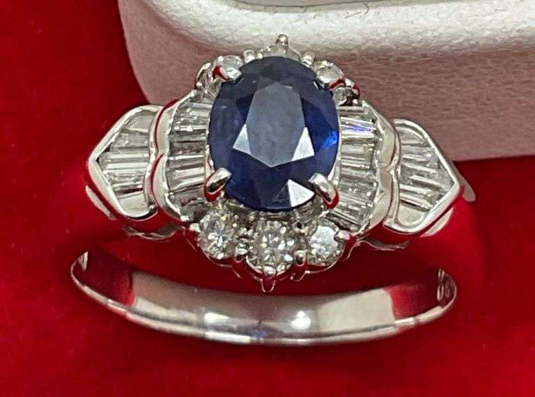 CERTIFIED BRAND NEW PLATINUM SAPPHIRE AND DIAMOND RING