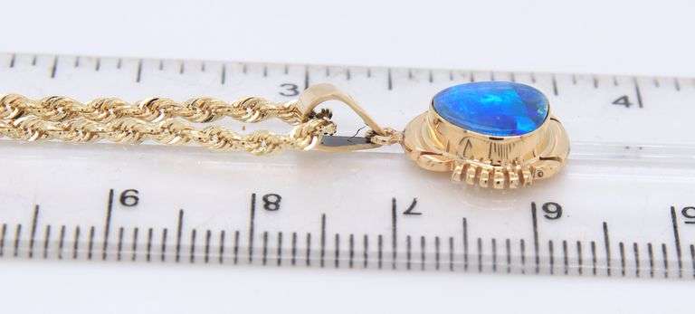 Favorite Yellow Gold Boulder Opal Pendant on Chain