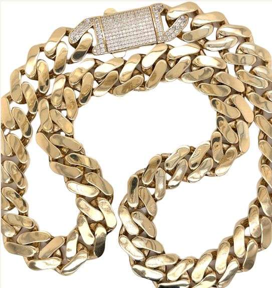 71.6 GRAMS! MIAMI CUBAN LINK CHAIN WITH CUBIC ZIRCONIA STONES
