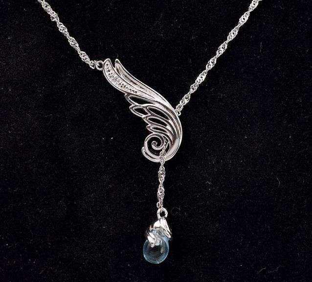 Blue Topaz Pendant Necklace In Sterling Silver
