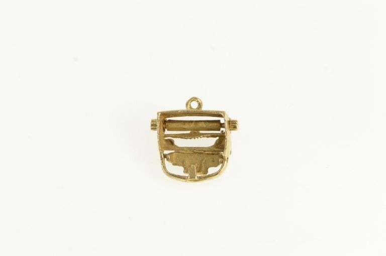 14K Yellow Gold Articulated Typewriter Author Journalism Charm/Pendant