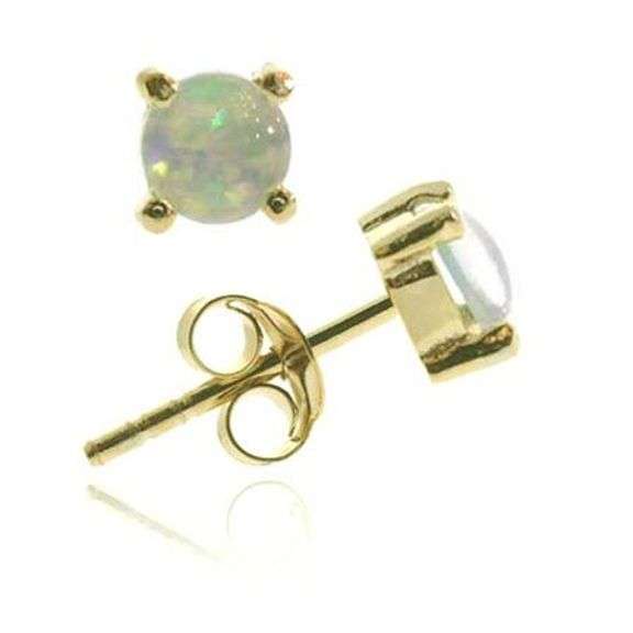 Created White Opal Stud Earrings
