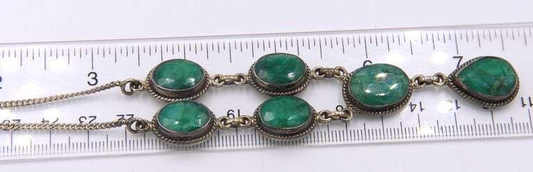 Sterling Silver Green Stone Necklace