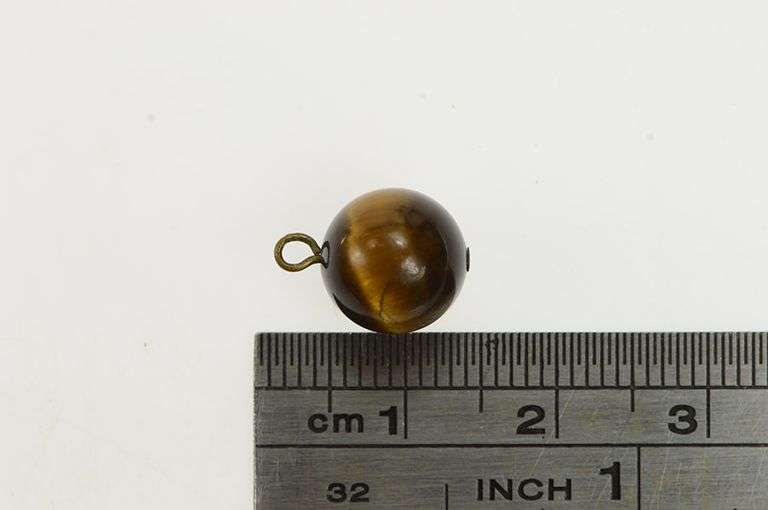 14K Yellow Gold Tiger's Eye 3D Ball Sphere Vintage Charm/Pendant