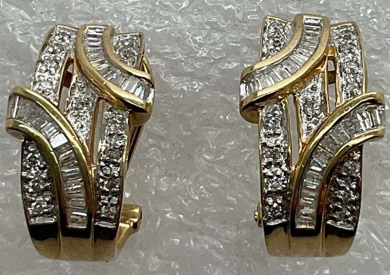 BRAND NEW 14K YELLOW GOLD AND DIAMOND EARRINGS