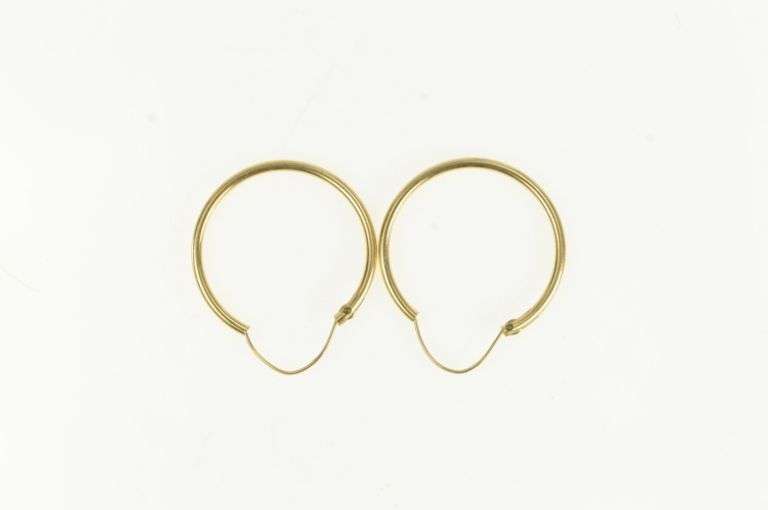 14K Yellow Gold 22.5mm Classic Vintage Simple Hoop Earrings
