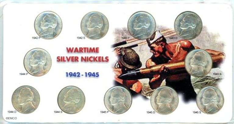 Complete Set of Uncirculated Silver US War Nickels