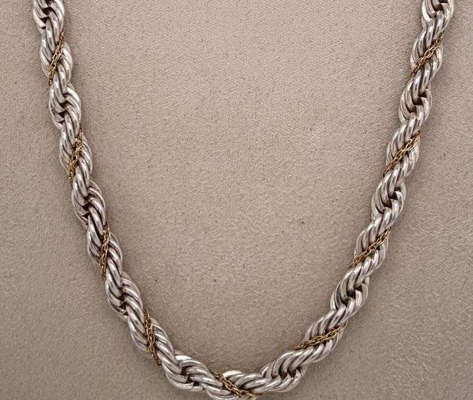 TIFFANY AND CO. VINTAGE ROPE CHAIN IN SILVER AND YELLOW GOLD