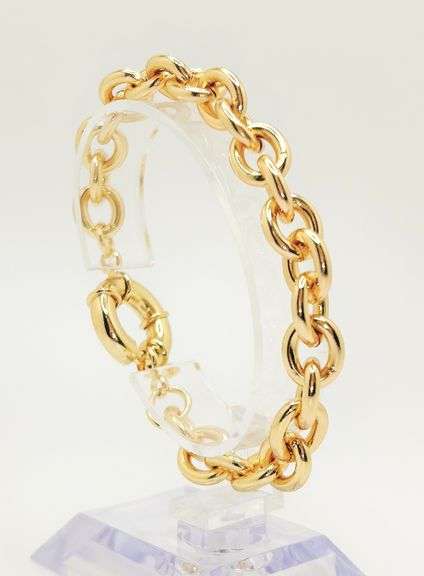FANCY 18KT YELLOW GOLD PLATED OVAL LINK BRACELET