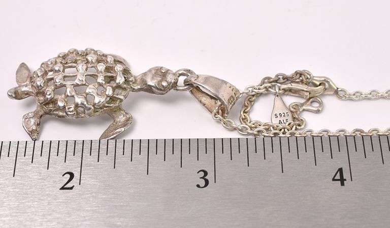 Turtle Pendant Necklace In Sterling Silver