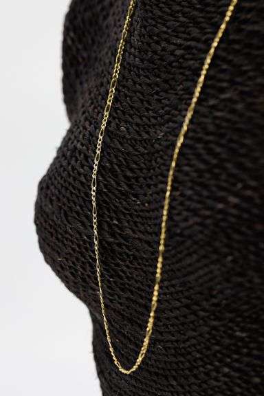 10k Yellow Gold-Hollow Pave Figaro Link Chain 2.6mm Necklace 18"