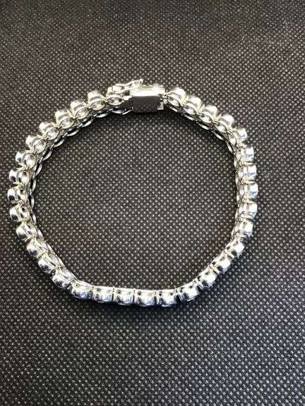 STUNNING 14K WHITE GOLD DOUBLE BEZEL DIAMOND BRACELET