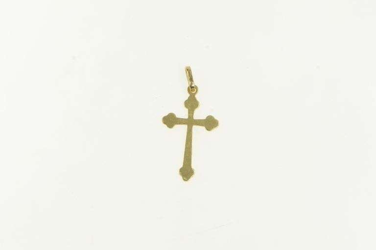 14K Yellow Gold Burst Design Cross Christian Faith Pendant