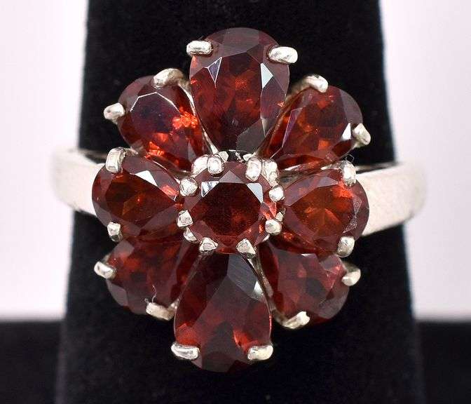 Red Garnet Ring In Sterling Silver