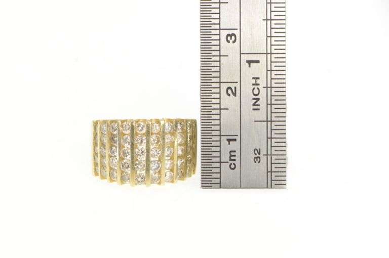 14K Yellow Gold 2.00 Ctw Diamond Striped Statement Band Ring