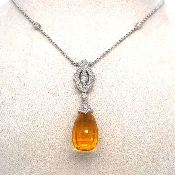 14K WHITE GOLD CHARM NECKLACE WITH DIAMONDS