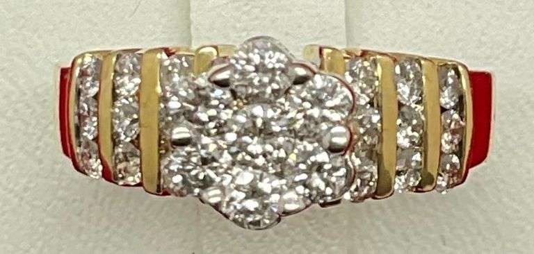 LADIES 14K AND DIAMOND ENGAGEMENT RING