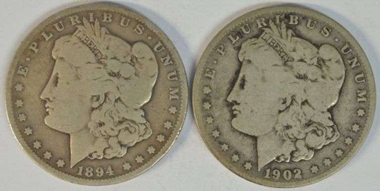 Scarce 1894-S & 1902-S Morgan Silver Dollars. Key dates