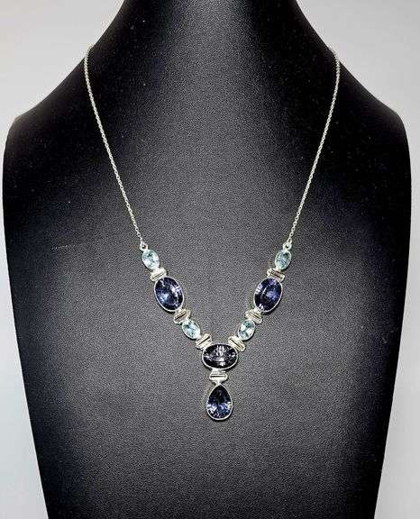 Huge Certified 24.5 Cttw Natural Tanzanite Necklace