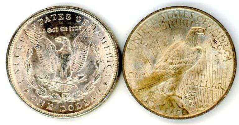 Two different US Silver Dollars: 1888 & 1923