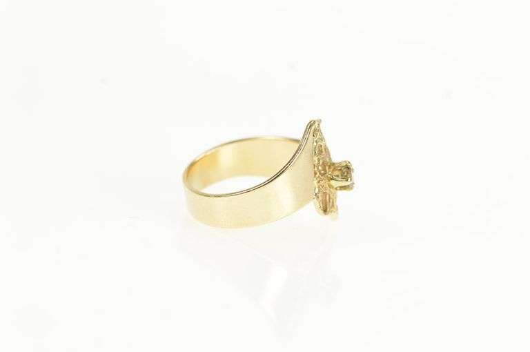 14K Yellow Gold 1960's Ornate Fancy Diamond Web Lattice Ring