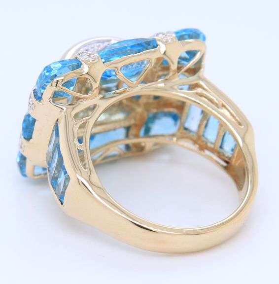 LaVian Statement Blue Topaz and Diamond accent Ring
