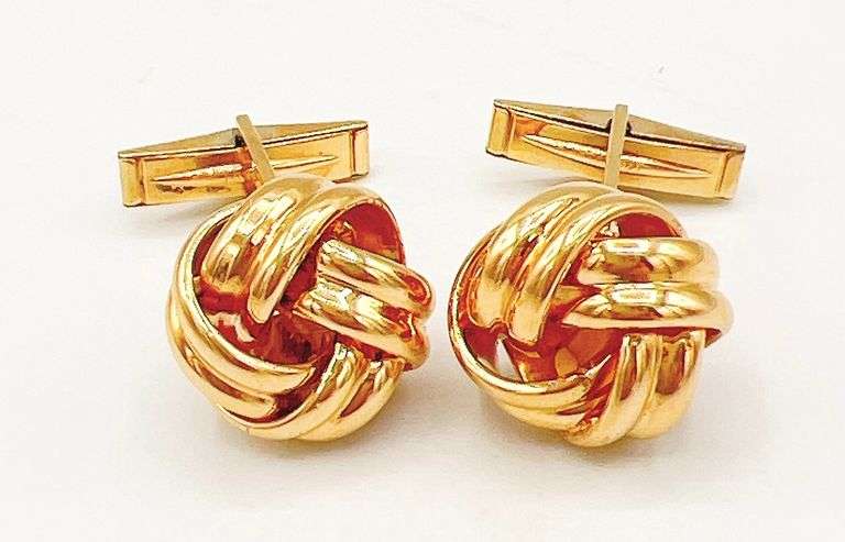 14kt Solid Yellow Gold Love Knot Cufflinks