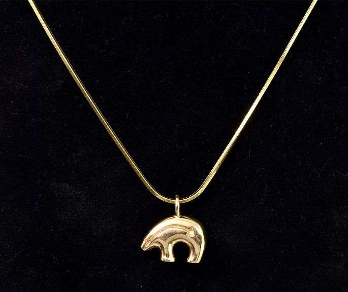 Adorable Bear Pendant Necklace In 14K Yellow Gold