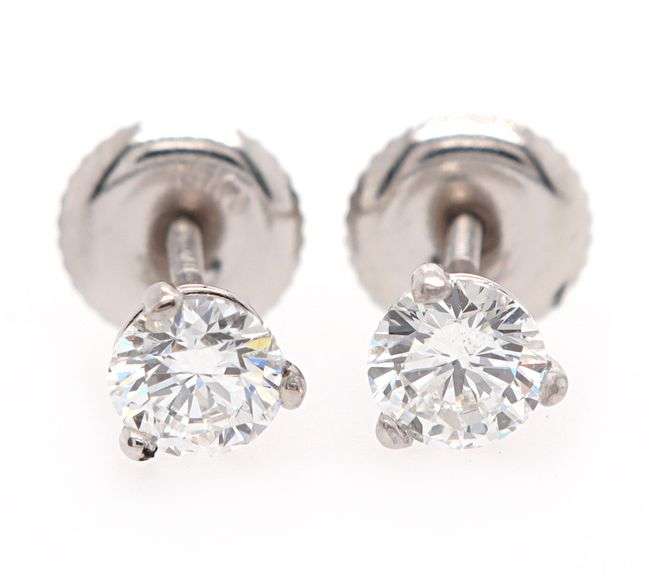 0.61ctw Round Diamond Solitaire Stud Earrings in 14K