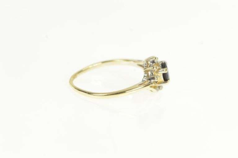 14K Yellow Gold Sapphire Diamond Accent Bypass Statement Ring