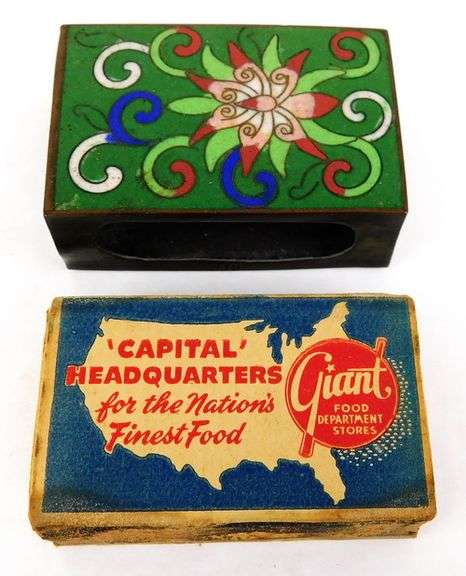 Vintage Chinese Cloisonne Tray and Match Holder
