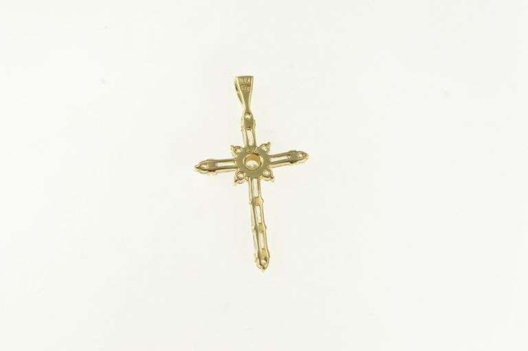 10K Yellow Gold Classic Vintage Cross Christian Faith CZ Charm/Pendant