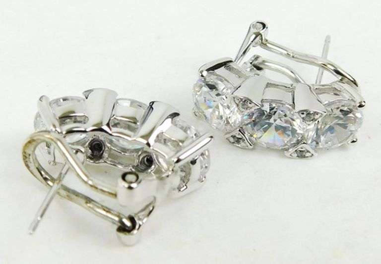 Very Fine Danbury Mint Sterling CZ Earrings with Box