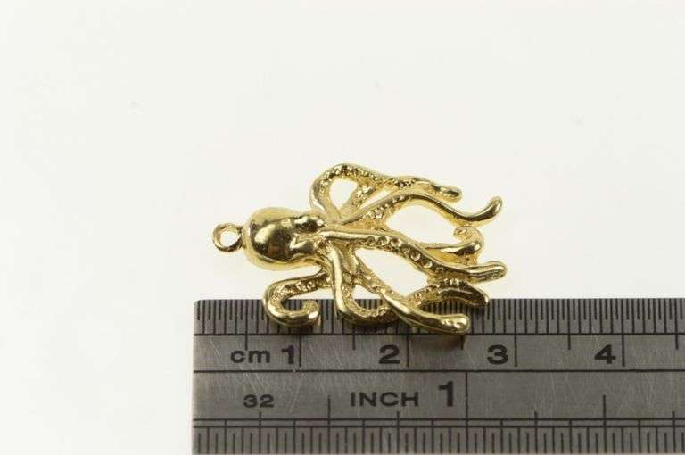 14K Yellow Gold Octopus Ocean Animal Marine Sea Creature Charm/Pendant