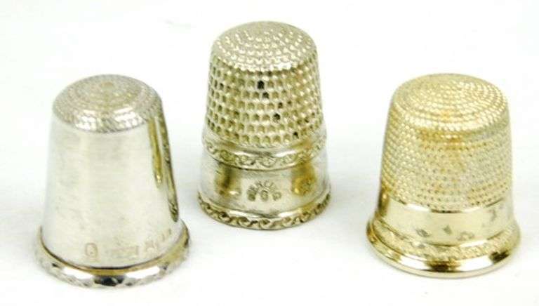 3 Pretty Antique Sterling Silver Thimbles
