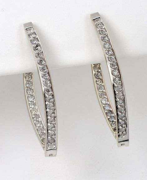 White Gold In and Out Diamond Earrings