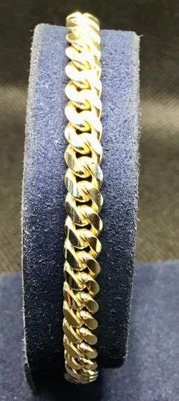 CLASSIC AND STYLISH UNISEX SOLID 14K YELLOW GOLD POLISHED CUBAN LINK CHAIN BRACELET