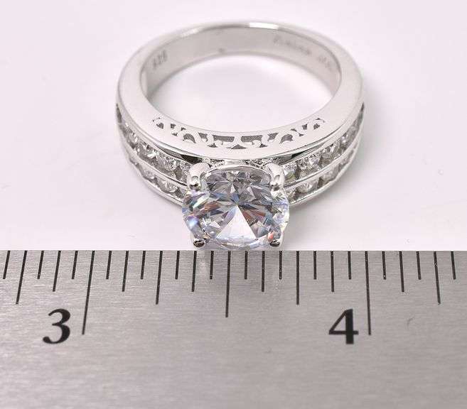 Large CZ Ring In Sterling Silver
