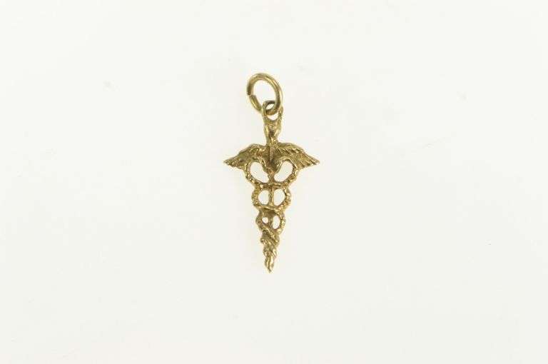 10K Yellow Gold Caduceus Health Medic Symbol Doctor RN Charm/Pendant