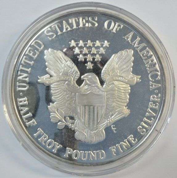 Superb One Half Troy Pound pure Silver Eagle dated 2000. Box/COA