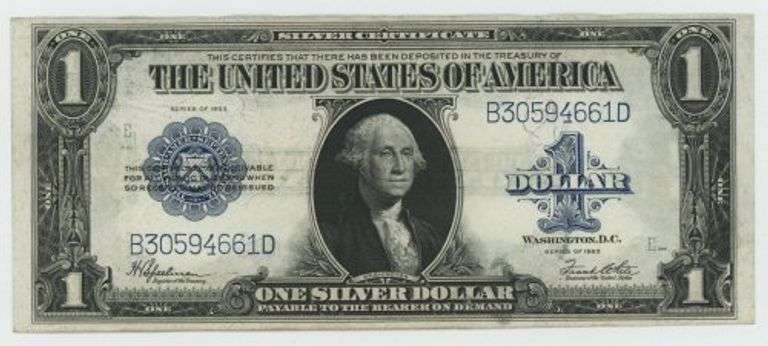 Crisp AU Series of 1923 Large Size $1 Silver Certificate note